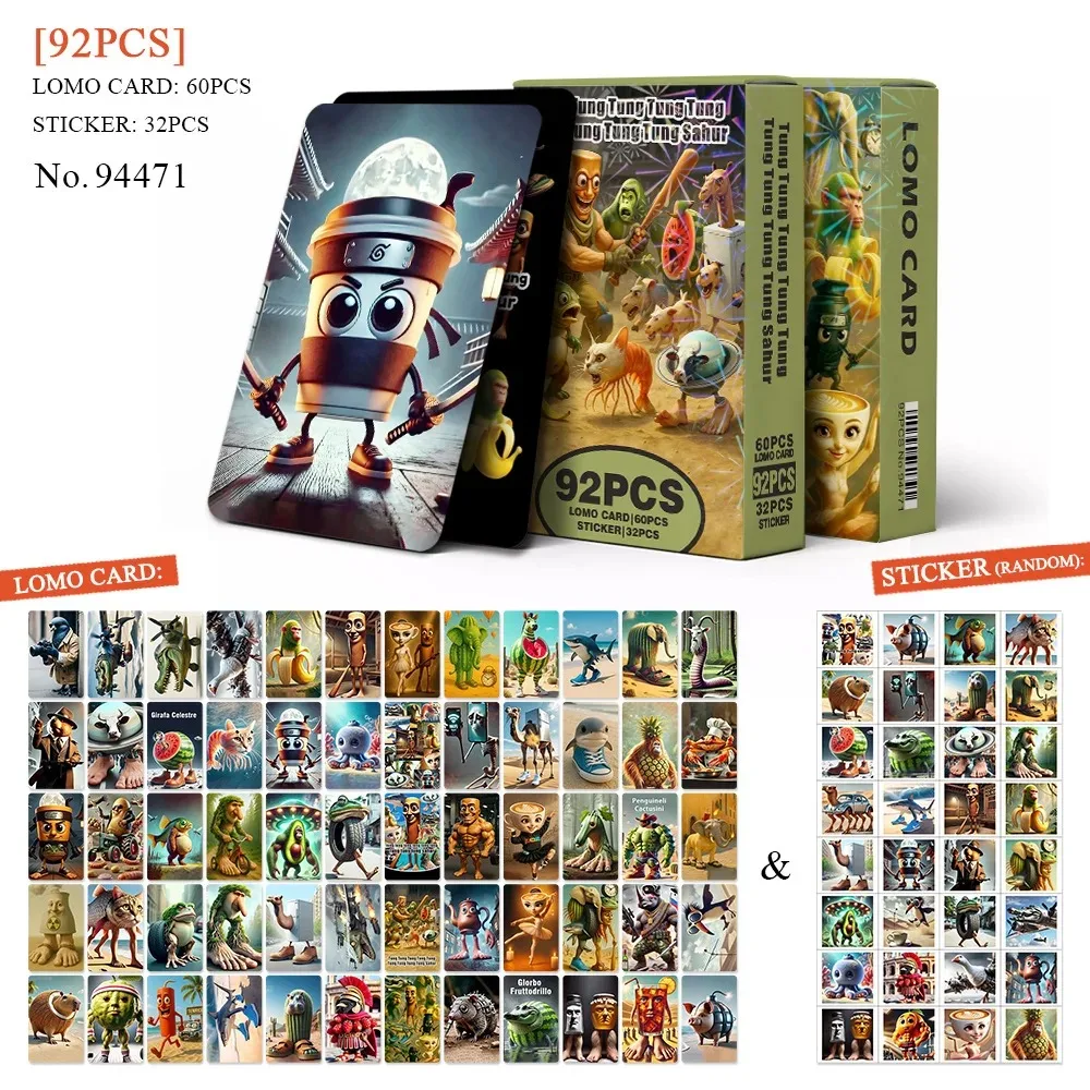 

92pcs Tralalero ^Tralala ^Cards Anime Italian Brainrot Game Card Tungtung** Sahur Photo Collection Kids Party Cosplay Classic To