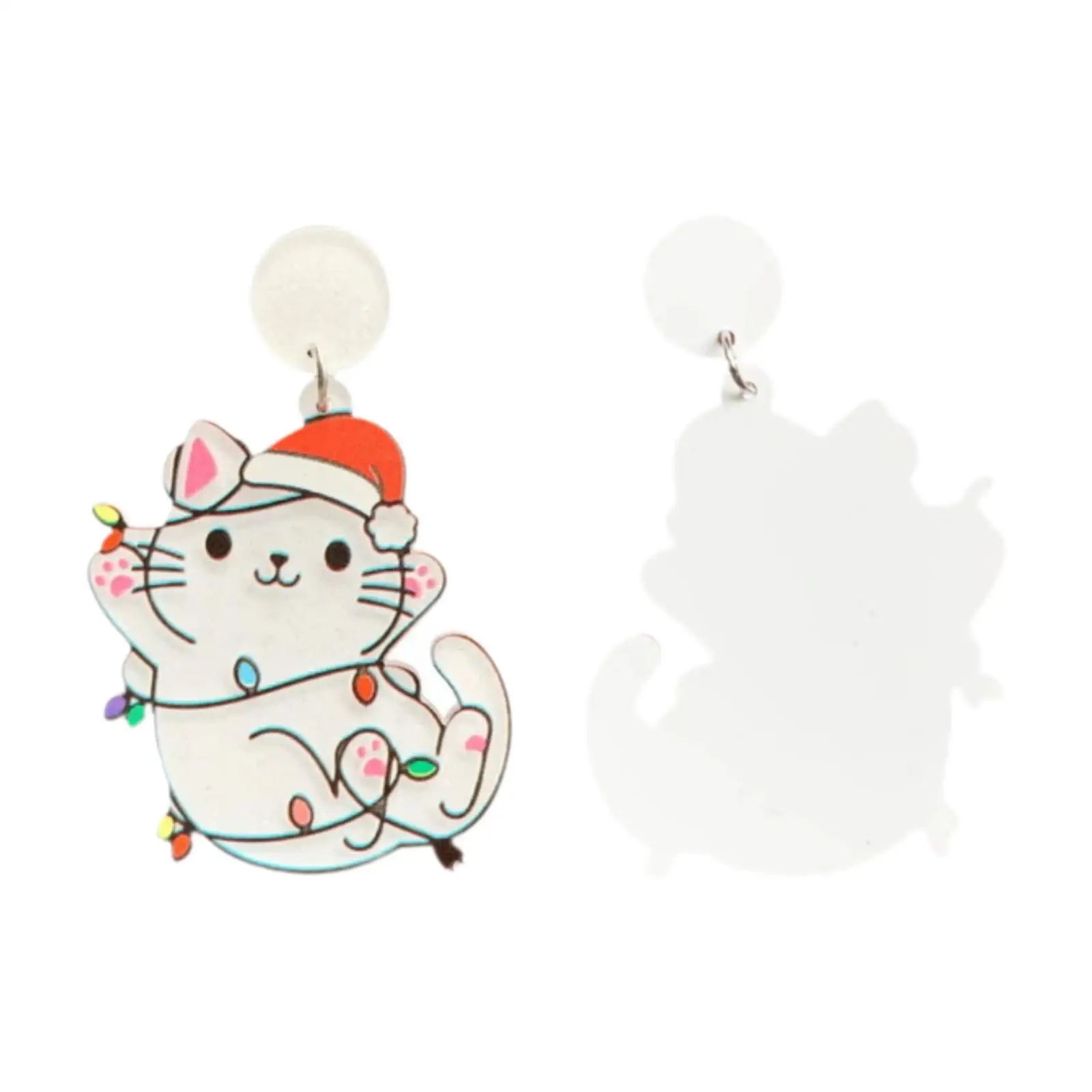 Cute Christmas Cat Earrings Lightweight Xmas Decoration Novelty Charms for Party Favors Shopping Stage Show Carnivals Holidays