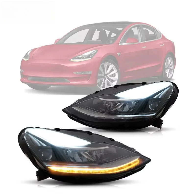 VLAND Factory LED Headlight for Tesla  Model 3 2017-2022 Body Kit Accessories Car Auto Parts Bodykit Light Sequential Synth 1pc
