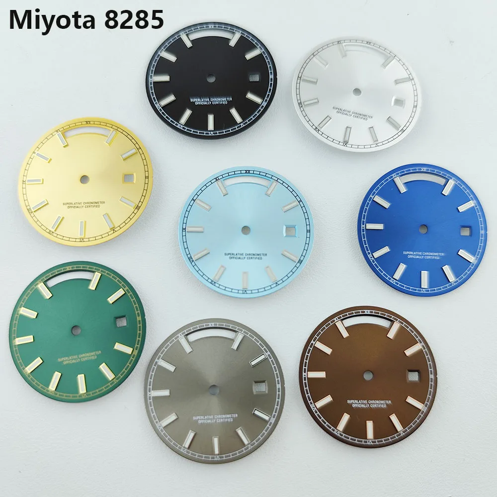 NEW Miyota 8285 dial  31mm Watch Dial Roman number Day And Date Dial Green Luminous suitable for 8285 movement Watch Accessories