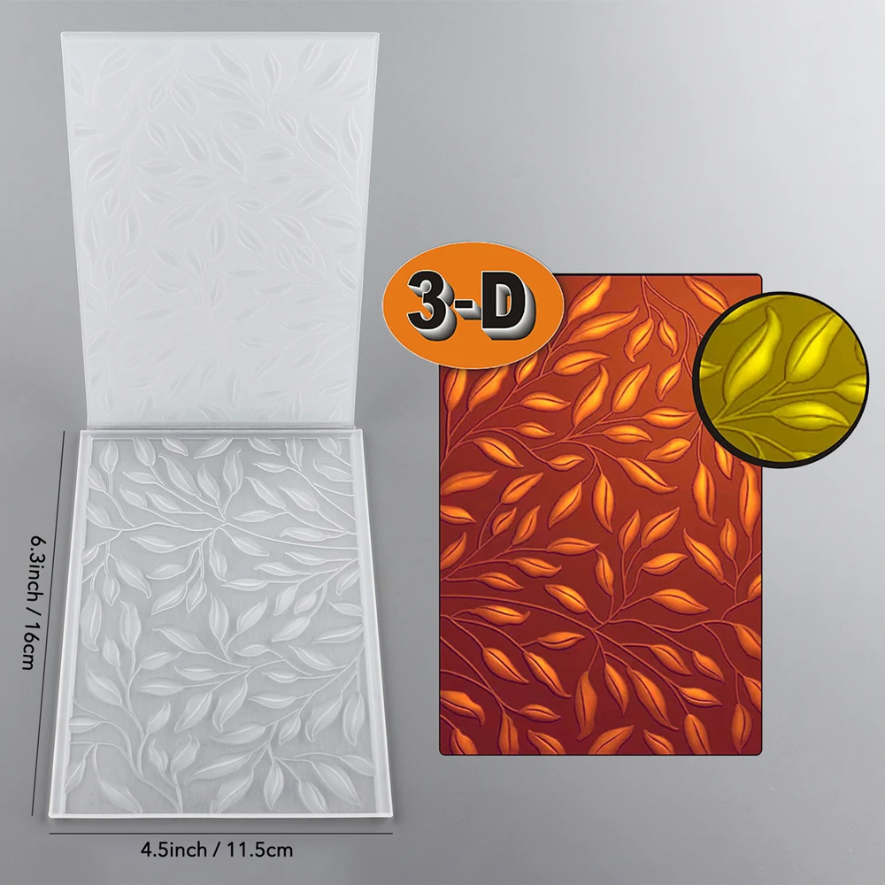 3D Embossing Pasta para DIY Scrapbooking, fundo Folhoso Doodle, Adicionando Papel Texturizado, Carta Artesanal, Cartão, Crafting