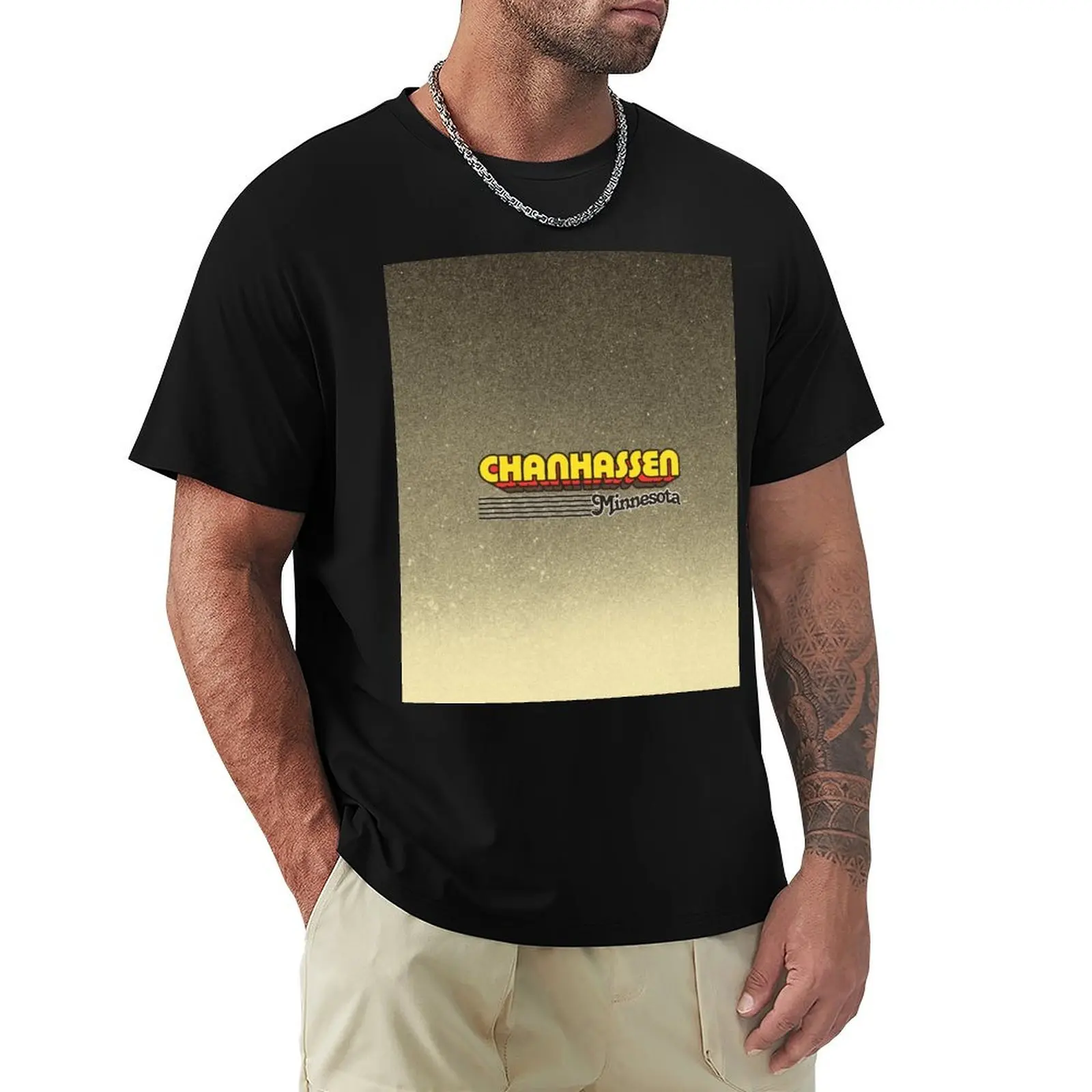 Chanhassen, Minnesota Retro Stripes T-Shirt Sports Casual Short Sleeve Cotton Tee