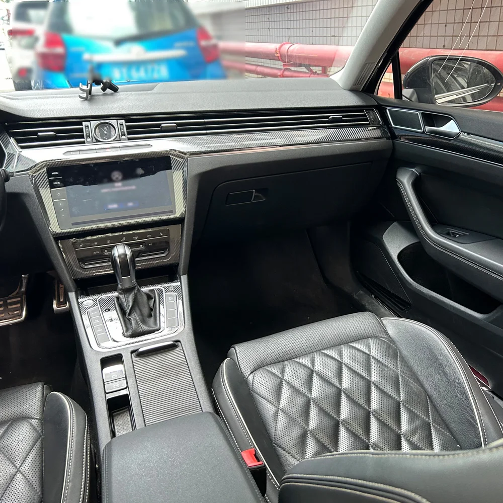 Carbon Fiber Interior car Sticker For Volkswagen Passat BB 2017-22 Central Console Gear Shift Panel Door Handle Cover Trim