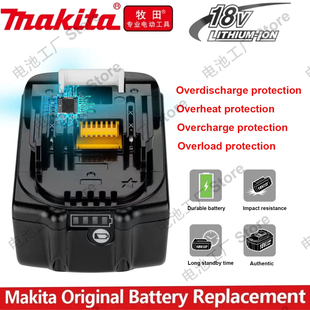 

Original Makita 18V Battery 6000mAh Rechargeable Power Tools Battery 18V makita Li-ion Replacement LXT BL1860B BL1860 BL1850