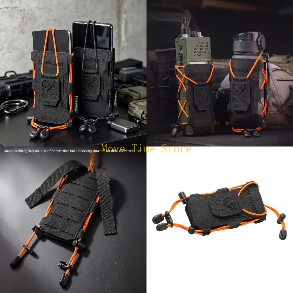 92ME Gear Ready Radio Holder for Outdoor Carry and Training, Fabric Mount with Retention Rope and Easy Reaching Field Use