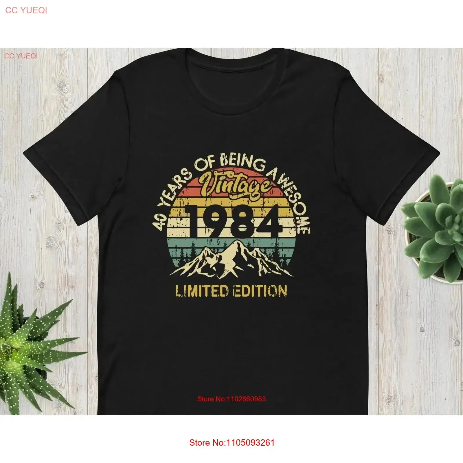 تي شيرت عيد الميلاد الأربعين طراز عتيق 1984 إصدار محدود 40 عامًا من كونها هدية رائعة عتيقة مغسولة غير رسمية ناعمة #1