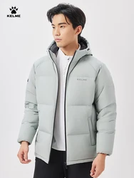 Kelme Short Down Jacket Men's Autumn And Winter Hooded Couple Warm Cotton Jacket Fashionable Outdoor Sports Thick Down Jacket