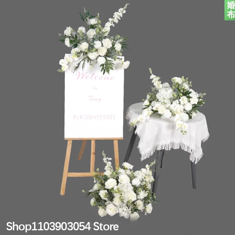 Künstliche weiße Rosen-Hyazinthen-Tischdekoration, Blumenball, weißer Hochzeitshintergrund, Deko-Event, Bodenblume, Party-Requisite – Detail 1