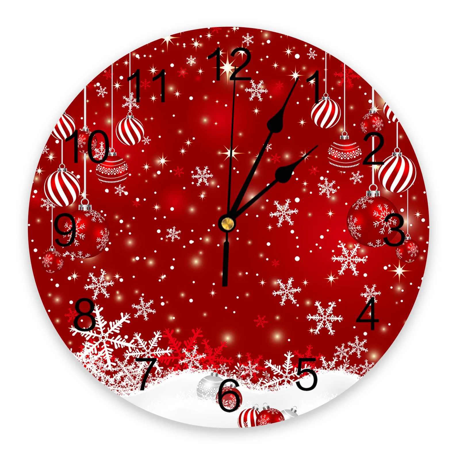 Christmas Balls Snowflakes Round Wall Clock Modern Design Kitchen Hanging Watch Home Decor Silent Wall Watch