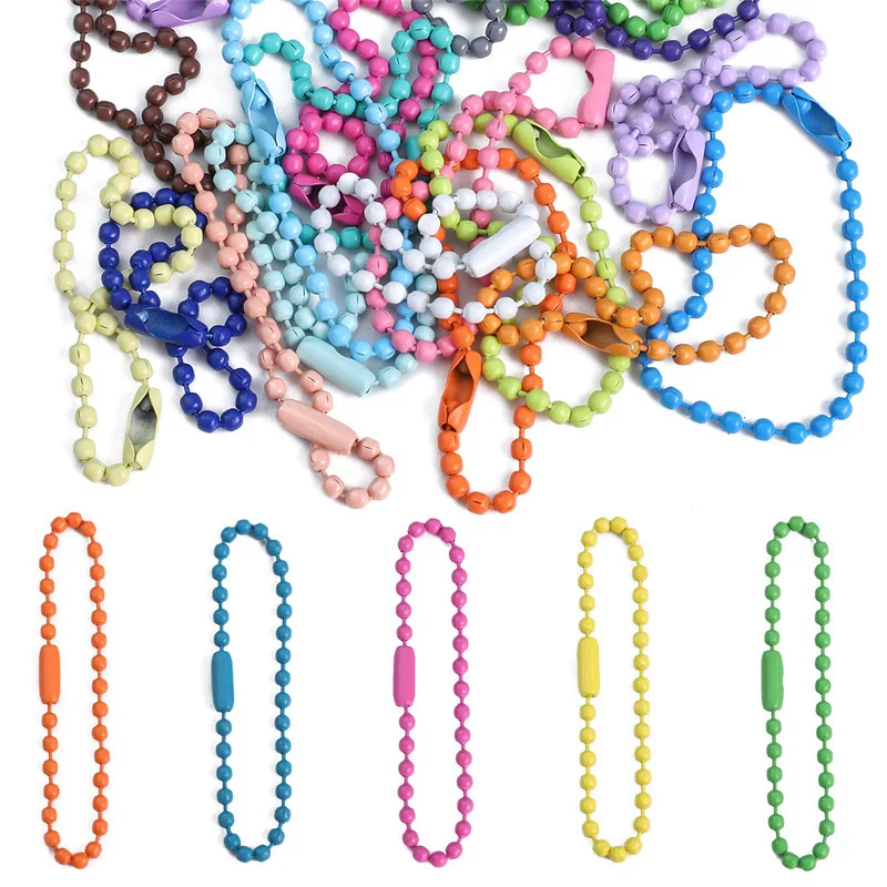 

12cm 20pcs Colorful Ball Bead Chains Fits Key Chain/Dolls/Label Hand Tag Connector For DIY Bracelet Jewelry Making Accessorise