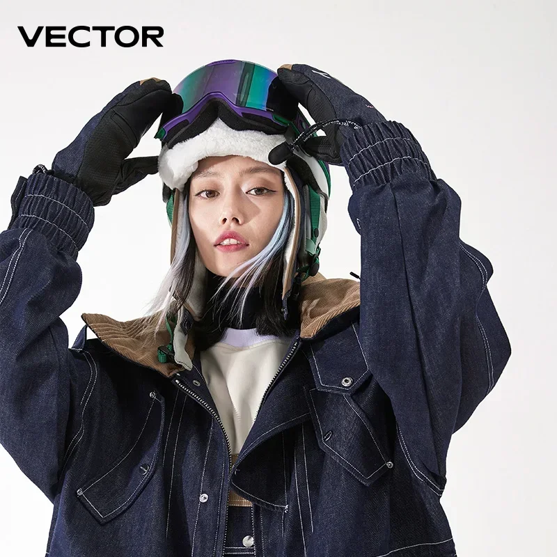 Vector Women\'s Men\'s Outdoor Double Board Snowboarding Waterproof Wear-resistant Semi Detachable Gloves 3M Cotton