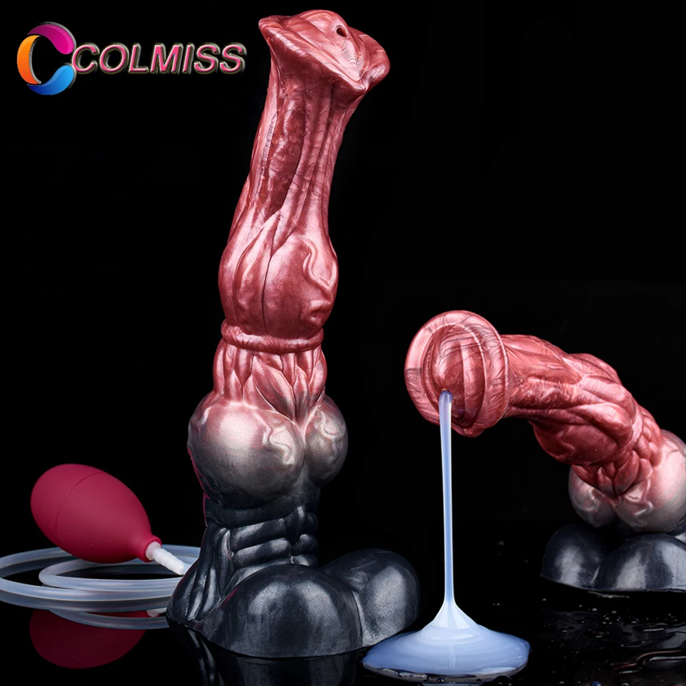 COLMISS Long Horse Dildo Strong Muscles Squirting Big Dog Knot Dildos Ejaculation Realistic Penis Anal Vagina Stimulate Sex Toys