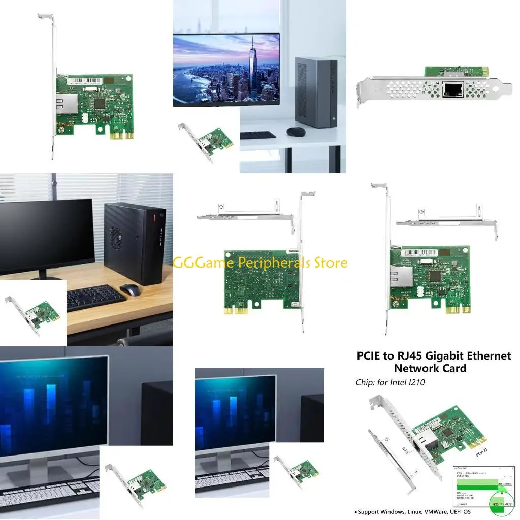 

U55B PCIE Networks Card Gigabits Ethernet Adapter I210AT Chip PCIe RJ45 Single