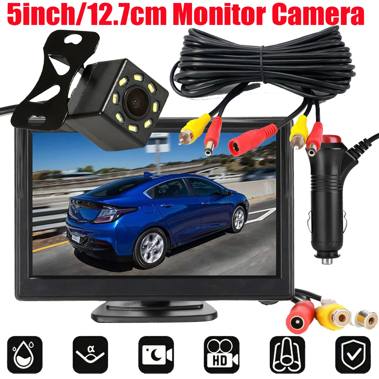 

5 inch TFT LCD Car HD Monitor Reverse Camera Security Display for Reverse Backup Parking Camera Drive Recorder