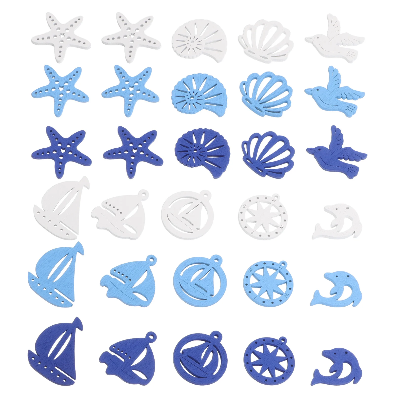 

100Pcs Wooden Sea-Themed Craft Pieces Natural Shell Sailboat Cutouts for Beach Room Decor DIY Nautical Party Ornaments
