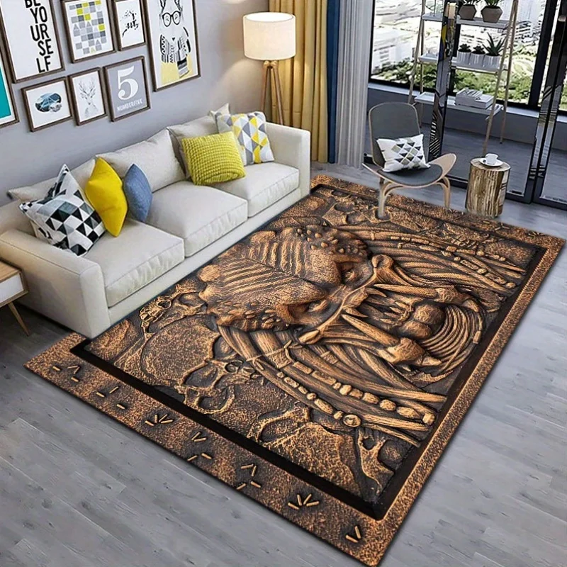 Predator Theme Crystal Velvet Mat, 800g/m² Non-Slip Wear-Resistant Rug for Living Room Bedroom Kitchen Outdoor Floor Protection