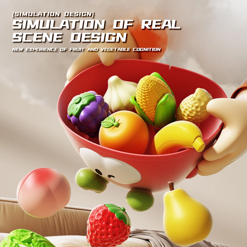 Fruit Cute Joy Apple Strap Storage Bucket Luxury Kitchen Playhouse Food Children's Toys Vegetables Fruits and Vegetables