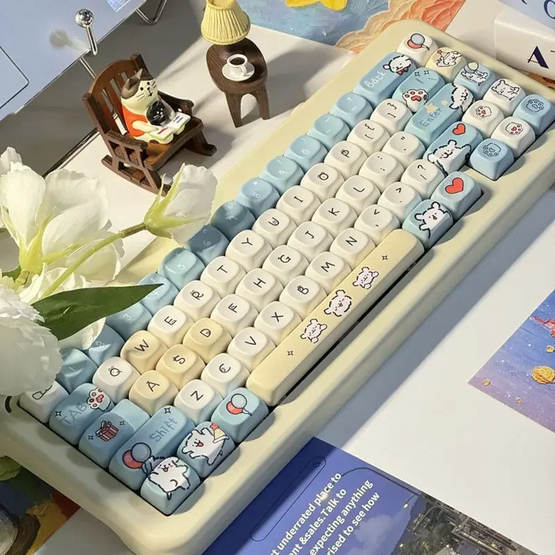 

Line puppy keycap MOA highly cute PBT personality opaque 68/84/87/104/108 keyboard for