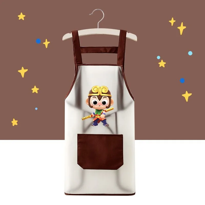 Semi Transparent Cute Kitchen Household Adult Antifouling Apron Sleeveless Waterproof PVC Cartoon Printed Women Aprons Cleaning