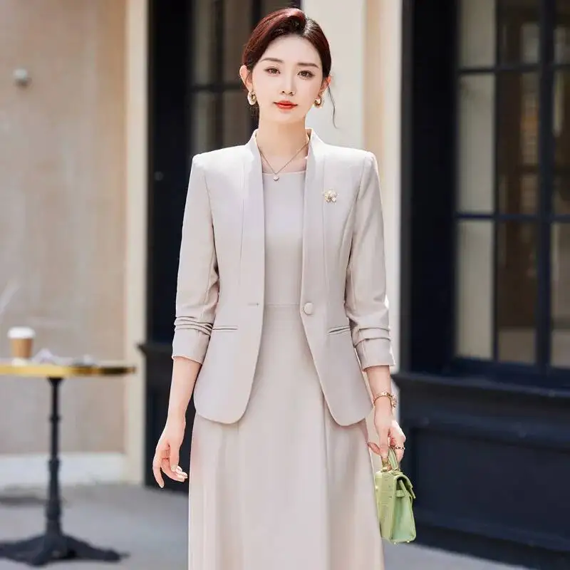 Formal Women Business Suits Professional Office Work Wear with Dress and Blazers Autumn Winter Professional Career Interview Set