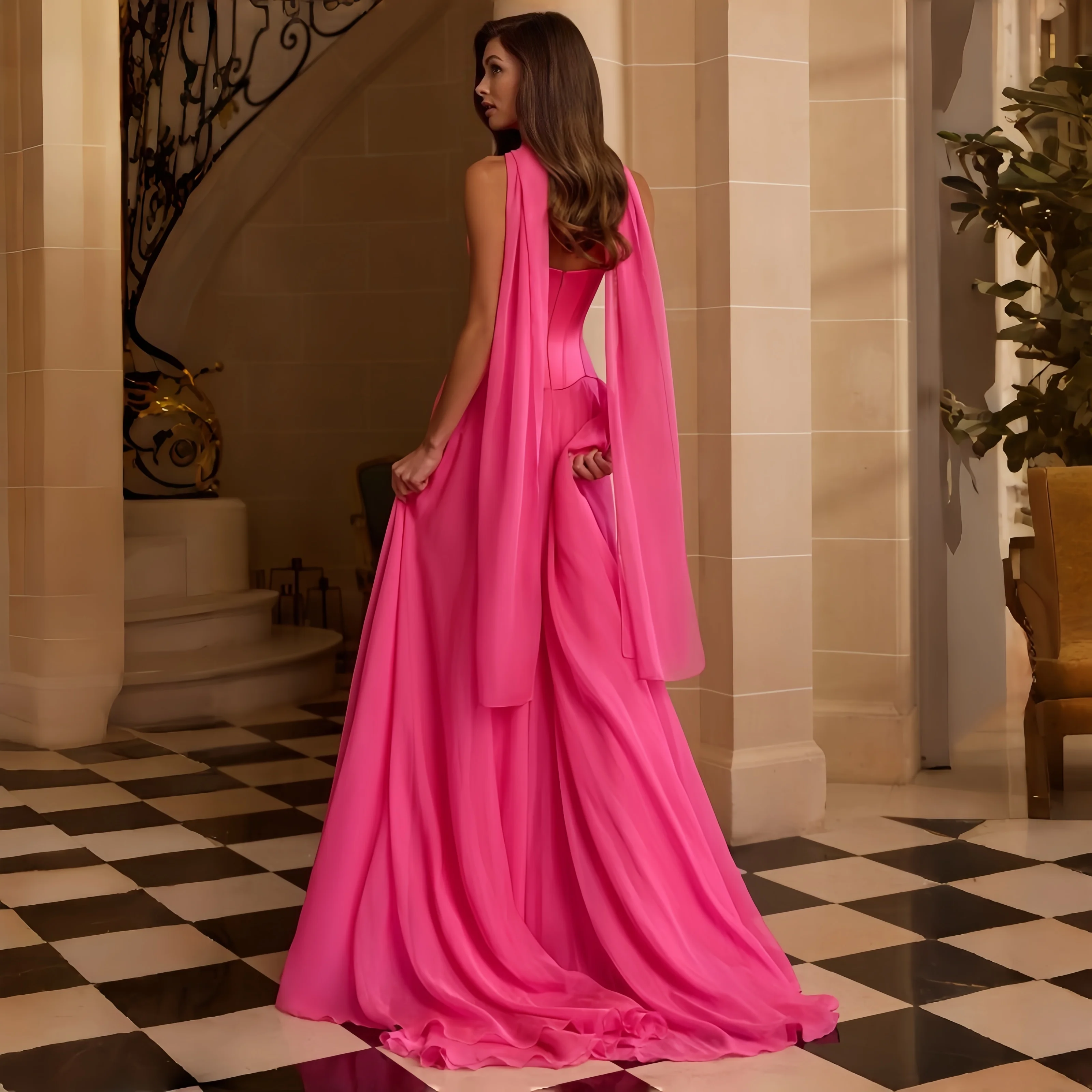 Maßgeschneidertes fuchsiafarbe – Elegant Satin Evening Gown Split Bewertung und Preis