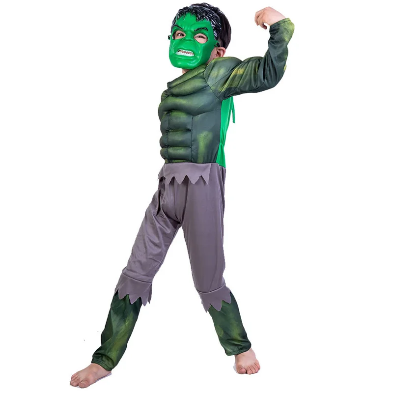 Boys Superhero Costume Movie Justice Hero Green Giant Cosplay Jumpsuit Children\'s Sponge Gloves Toys Halloween Party Gifts