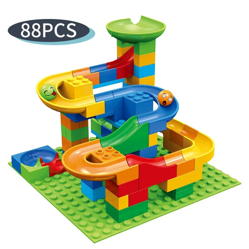 84-504 pçs blocos de corrida de mármore labirinto bola pista brinquedo compatível cidade blocos de construção funil slide blocos brinquedos diy tijolos brinquedos