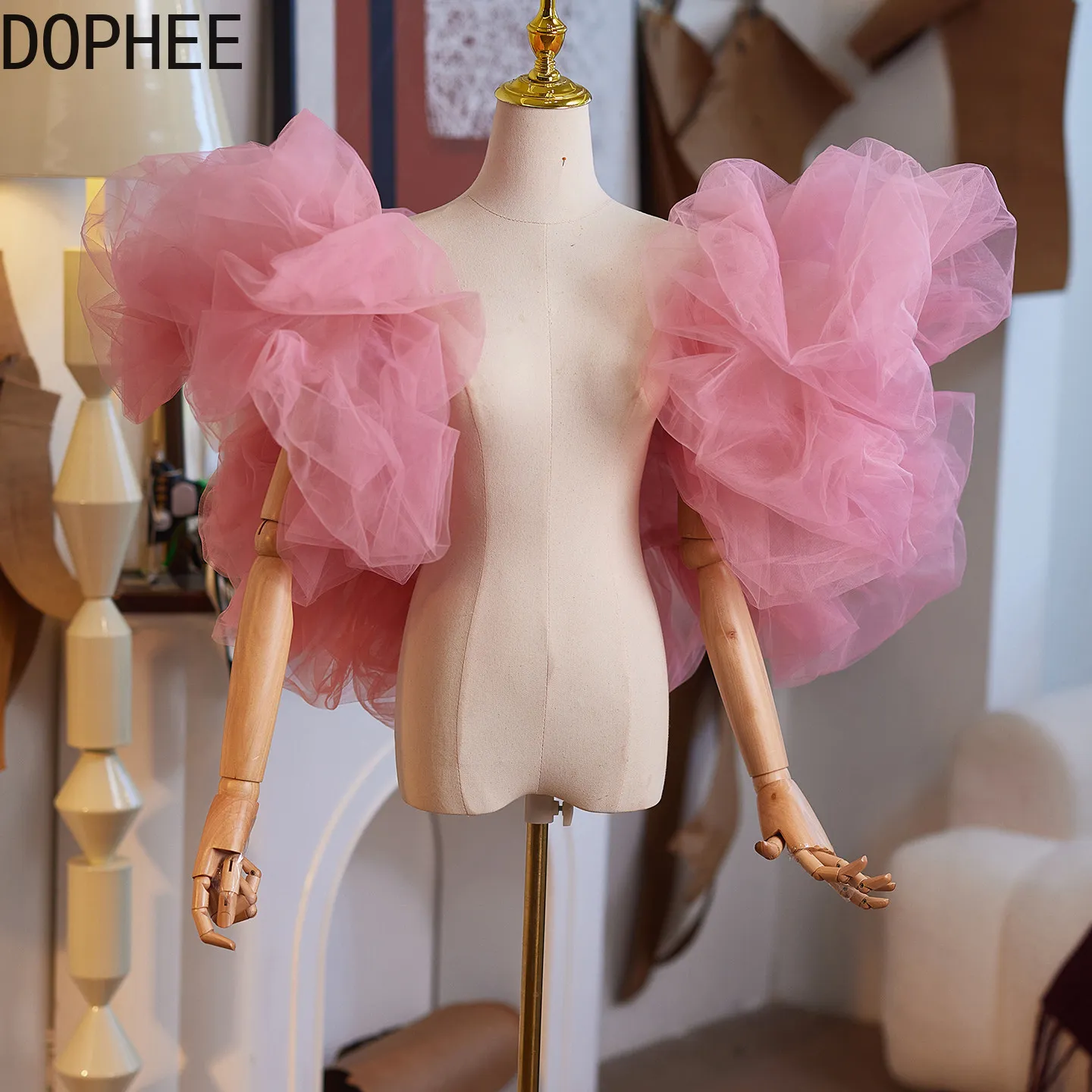 original-pink-handmade-diy-evening-gown-shoulder-accessories-runway-show-accessories-host-shawl-elegant-fairy-mesh-women-sleeves