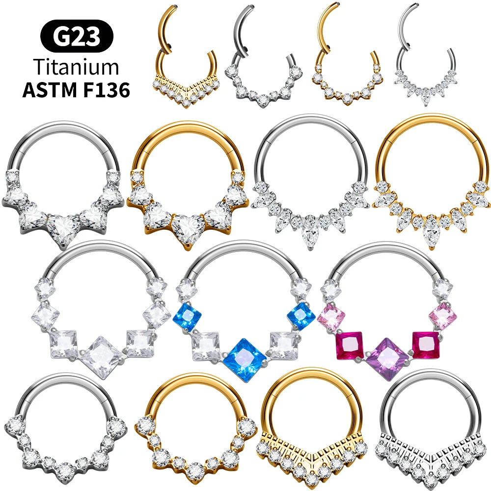 G23 Titanium Set Lot Round Sparkly CZ Labret Lip Rings Flat Back Medusa Cartilage Studs Professional Piercing Jewelry