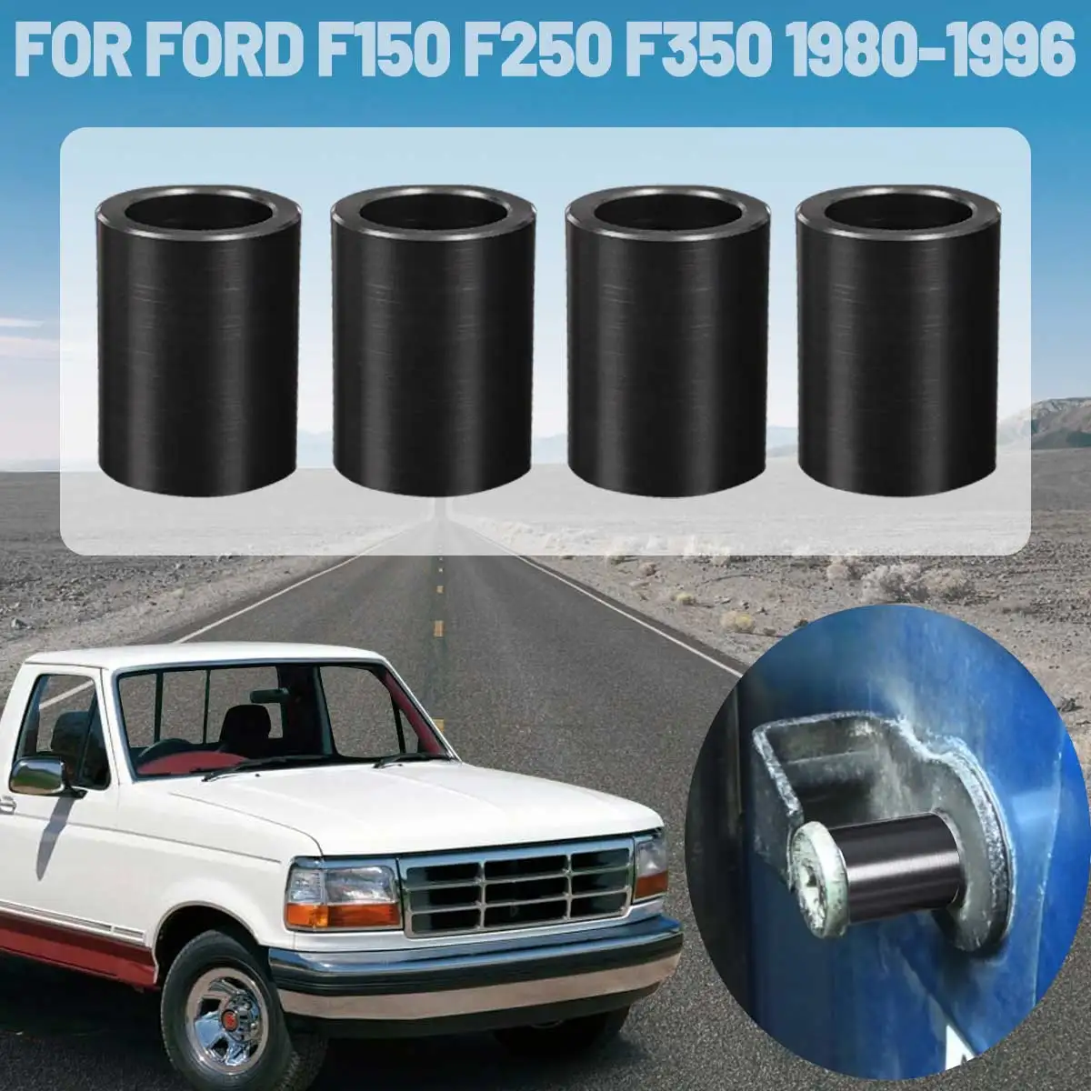

4 шт. втулка стойки дверного замка, черный POM, черный для Ford F150 F250 F350 1980-1996, аксессуар, материал POM, долговечность