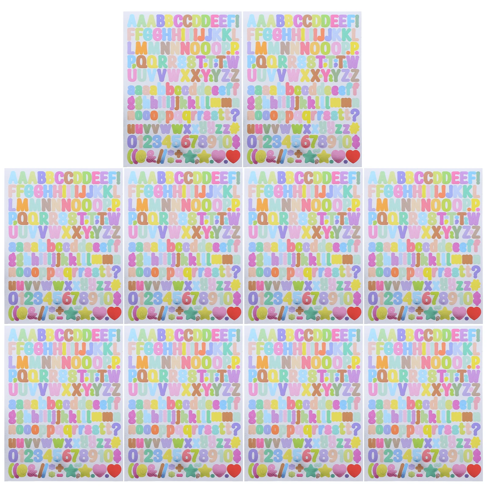 

10Pcs Alphabet Number Vinyl Stickers Gradient Colors Self-Adhesive for Scrapbooking Journals Planners DIY Craft Projects