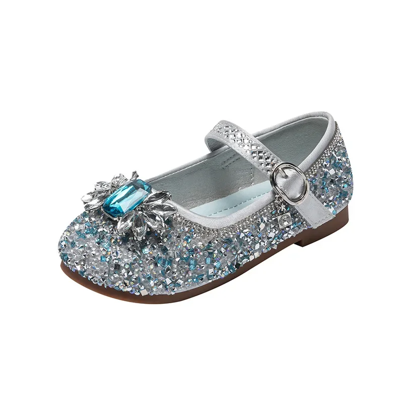 

Spring and Autumn Girls' Elsa Princess Shoes Children's Soft-soled Foreign Crystal Shoes Non-slip Flat Crystal Shoes