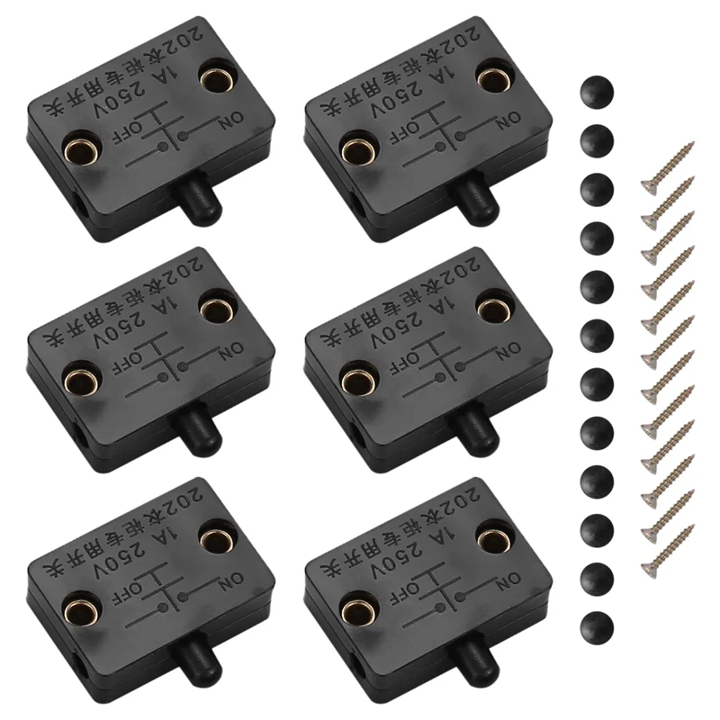 LICE-6Pcs Door Led Switch For Closet Light,Normally Closed Cabinet Electrical Lamp Switches,For Closet Pantry Cabinet