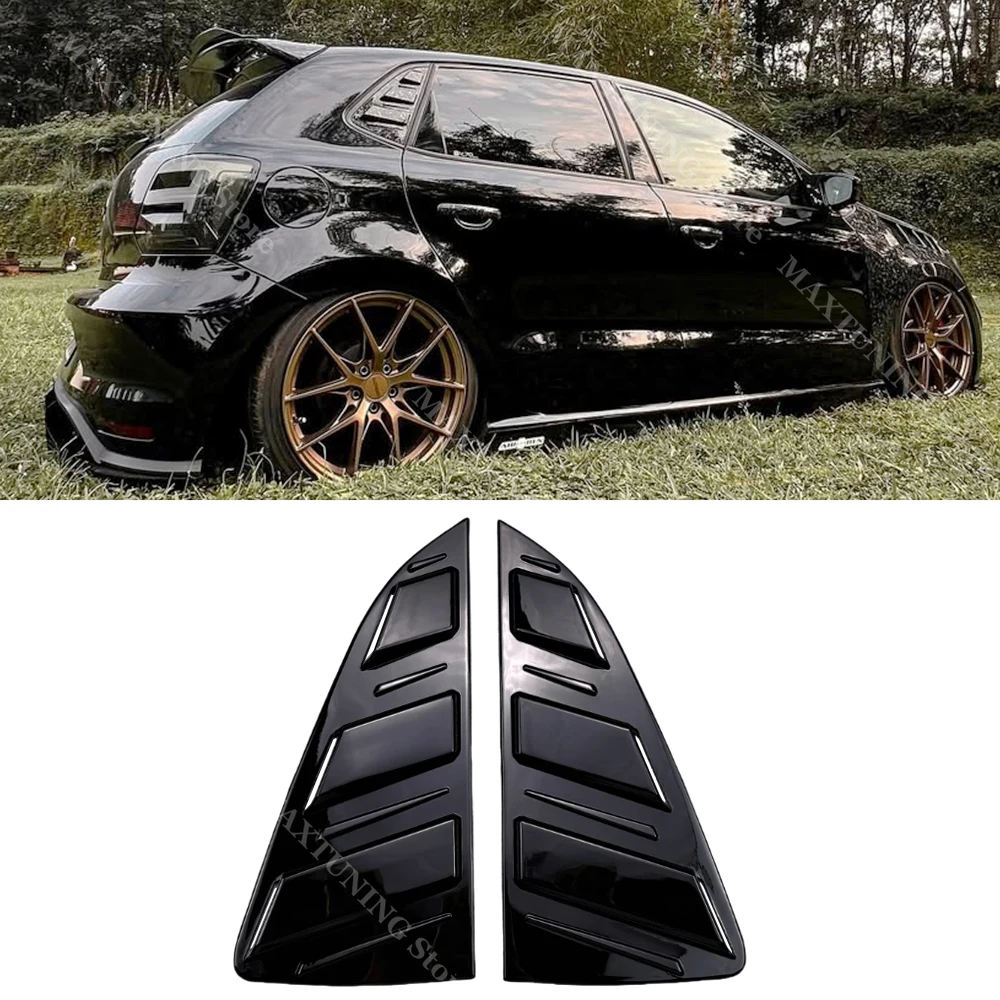 Cubierta de rejilla para persiana de ventana lateral trasera, color negro brillante, embellecedor para Volkswagen Polo MK5 6R 6C GTI TSI TDI 2009-2017, 5 puertas, 2 uds.