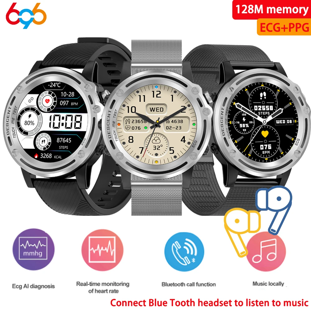 2022 New Blue Tooth Call Smart Watch ECG PPG AI Diagnosis Real Time Heartrate Blood Pressure Monitor Local Music Play Smartwatch