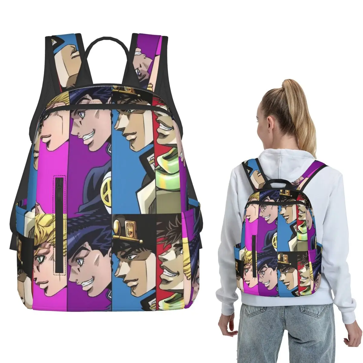 Anime JoJo Bizarre Adventure Backpack Daypack Boys Girls BookBag School Bag Shoulder Bags for Men Women