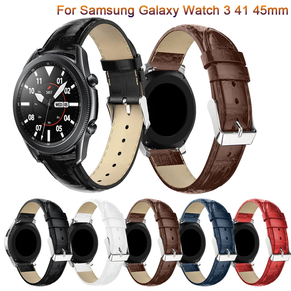 

Genuine Leather Strap Watchband For Samsung Galaxy Watch 3 41mm 45mm original Wristband Quick Releas Bracelet For Garmin venu sq