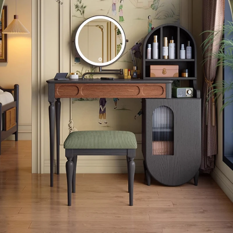 

Cabinet Modern Vanity Table Makeup Bedroom Chair Mirror Wood Dressing Table Living Room Drawers Penteadeira Postmodern Furniture