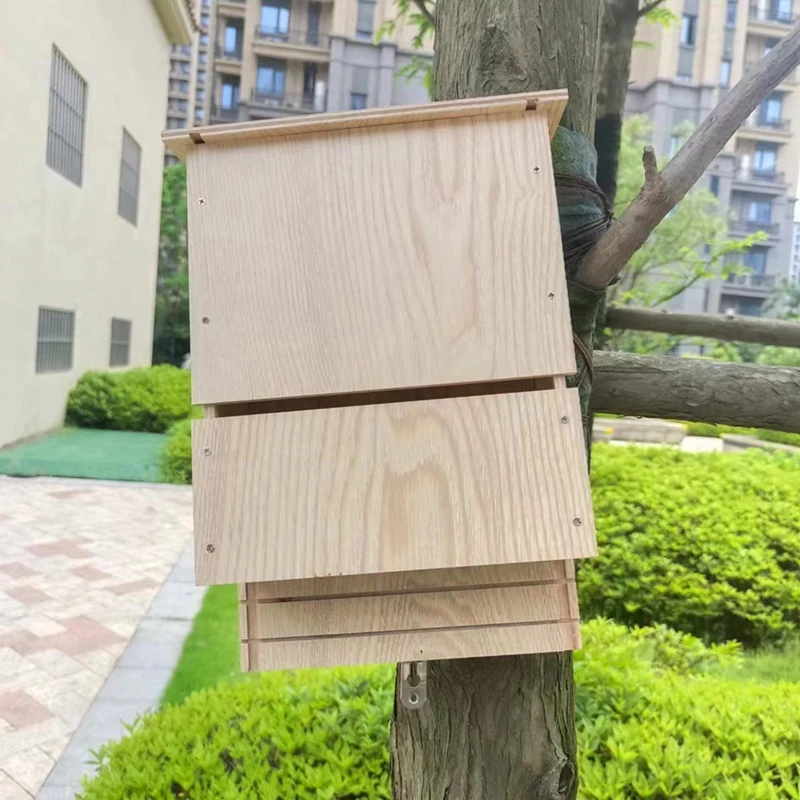 

A96I-Large Outdoor Bat House, Huge Wooden Box, Weatherproof, Untreated Spiral Bat House, Shelter, Garden Accessories