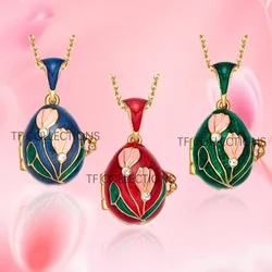 YAFFIL Enamel Colored Egg Necklace, With Three Color Detachable Pendant, A Rare And Luxurious Neck Chain