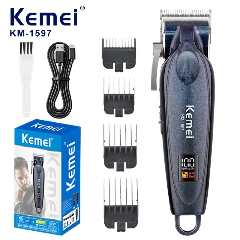 

Профессиональная беспроводная машинка для стрижки волос Kemei 1597: мощный перезаряжаемый триммер для мужчин