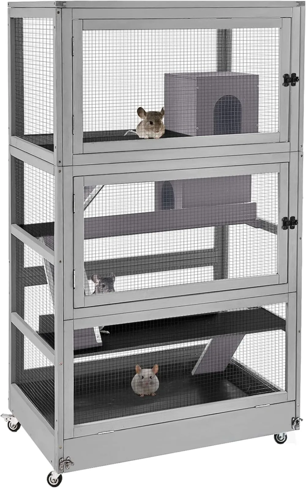 Chinchilla Cage Large Rolling Small Animal Cage for Adult Rats 4 Level Critter Nation Cage Hutch for Ferret Bunny Indoor