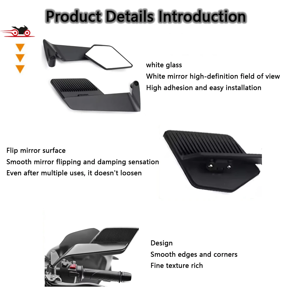 Track Certified Wide-angle Motorcycle Fixed Wind Wing Rearview Mirror For Honda GROM Tank Pad GROM MSX 125 MSX 125 Grom 125 - view 6