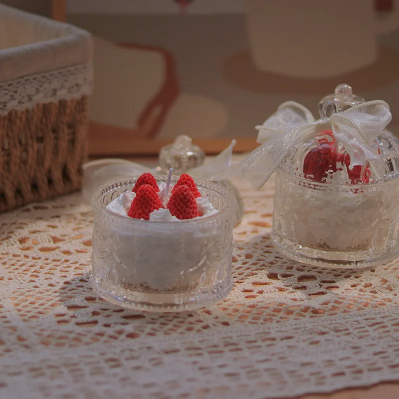 9x11cm Handcrafted Strawberry-shaped Jar Candle, Cute Red Cup Wax Jar Wax, Exquisite Table Decoration, Wedding Souvenir, Freesia