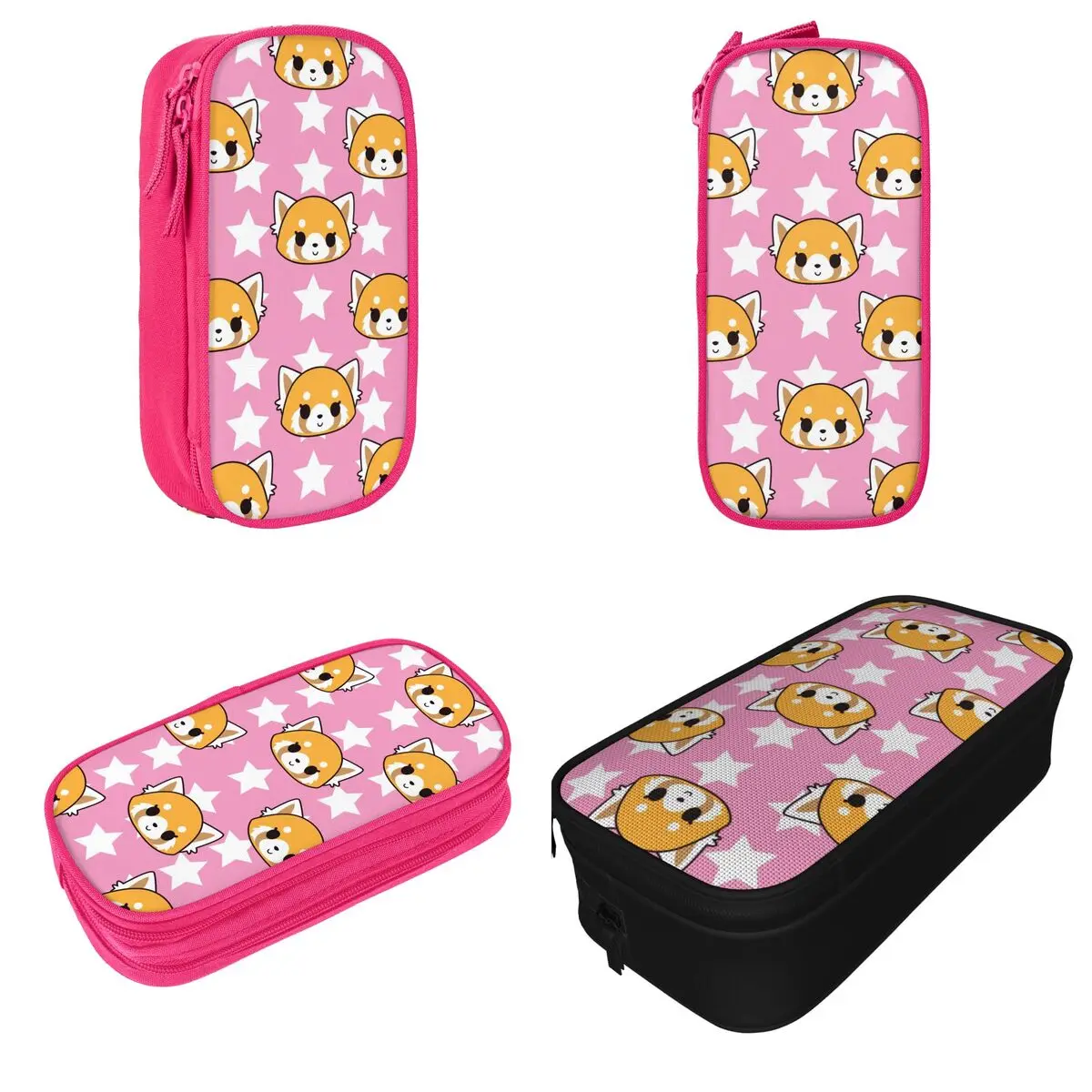 Imagem -02 - Bonito Anime Aggretsuko Lápis Cases Star Pen Lápis Bolsas Grande Armazenamento Estudantes Escola Zipper Pencilcases