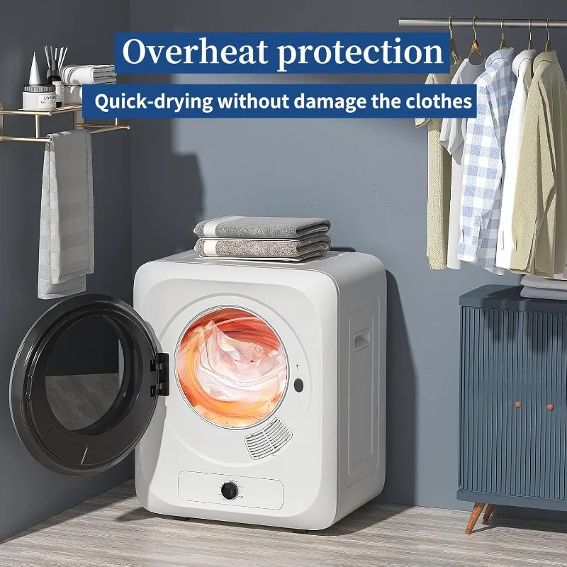 مجفف ملابس محمول من VCJ للشقة، مجفف غسيل كهربائي مدمج بوزن 10 رطل مع حوض من الفولاذ المقاوم للصدأ، 1.5 قدم مكعب