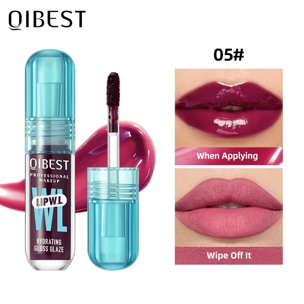 New QIBEST Crystal Lip Gloss Long Lasting Mirror Watery Lip Glaze Oil Hydrating Plumping Gloss Lip Balm Makeup Lip Tint