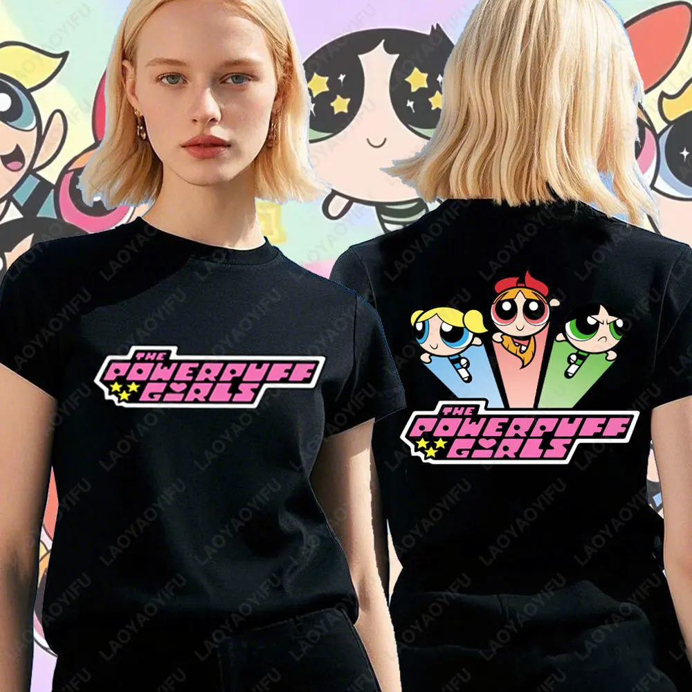 

The Powerpuff Girls Summer Woman T-shirt Kawaii Cartoon Y2k Casual Wear Tshirts Retro Trend Cool Street T Shirt Cotton Camisetas