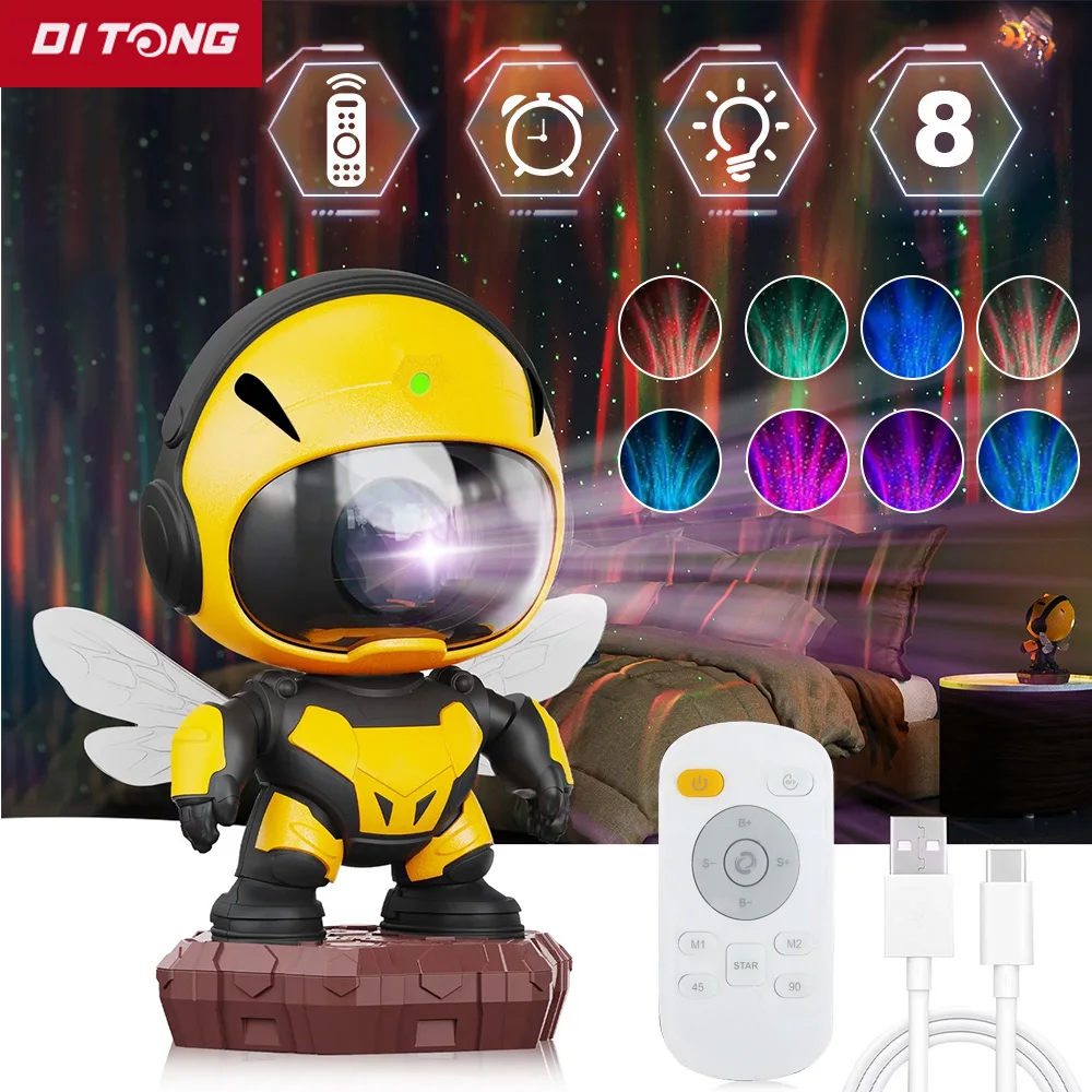 Bee Starry Sky Night Light Galaxy Projector,Star Projector Galaxy Night Light,Starry Nebula Ceiling Lamp with Timer and Remote