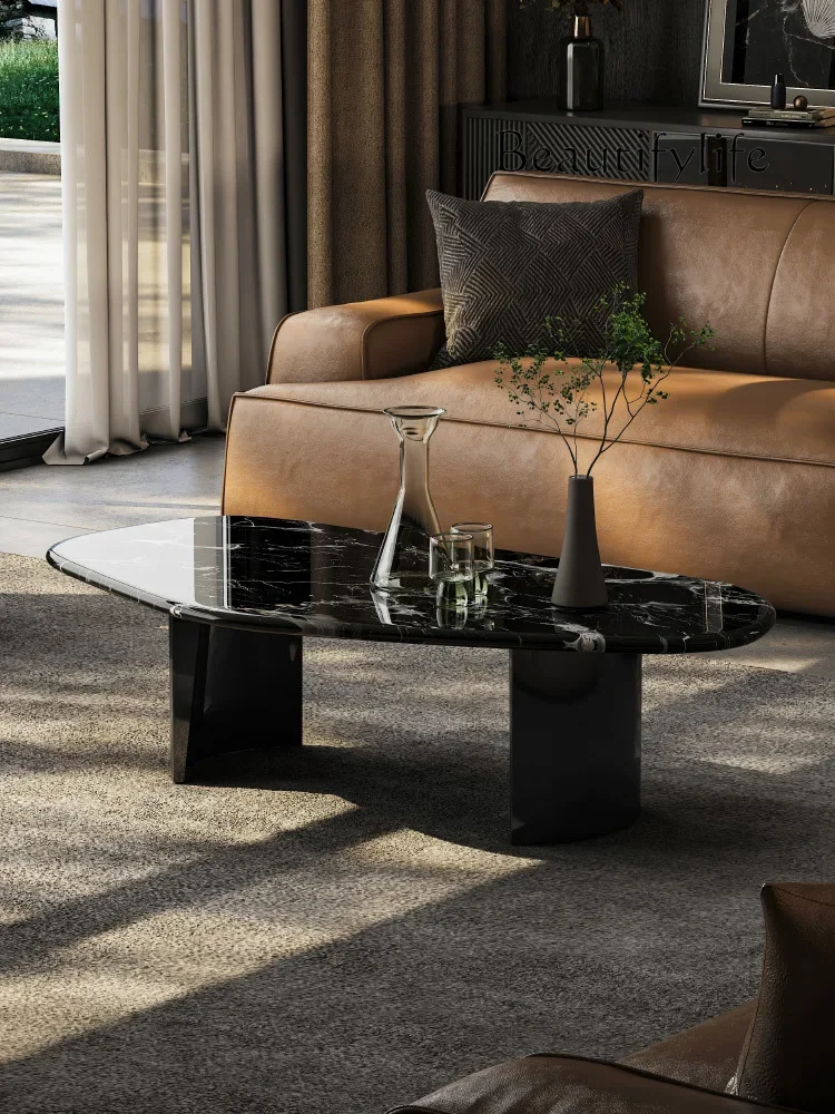 

BJ Natural Luxury Stone Coffee Table Household Small Apartment Living Room Irregular Special-shaped Light Luxury High-end Fashio